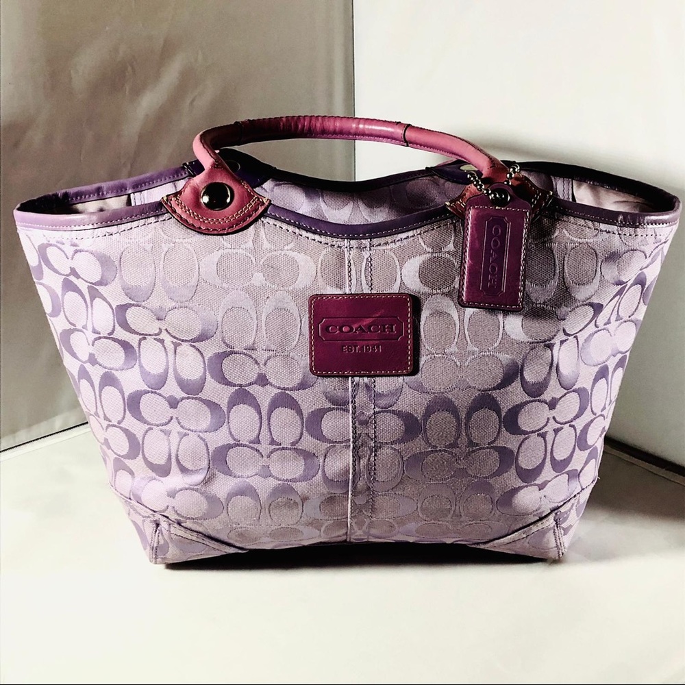 Coach 1941 Signature Bleeker Canvas Purple Tote